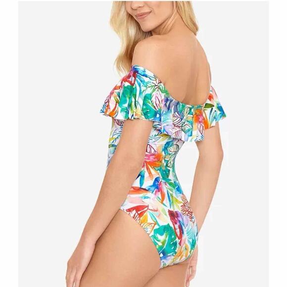 Lauren Ralph Lauren Off The Shoulder Tummy Control One Piece Swimsuit US 10 - Picture 8 of 9